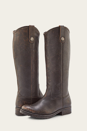Melissa Double Sole Button Lug Tall - Antiqued Black - Pair