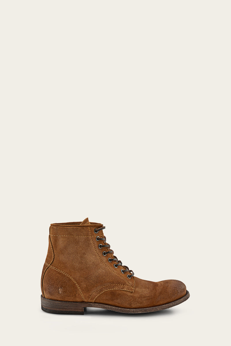 Tyler Lace Up - Tan Suede - Outside